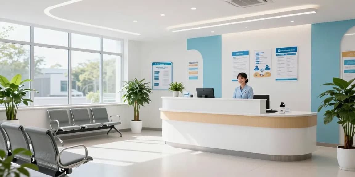 Prescription health insurance coverage options in a modern health clinic with patient care focus.