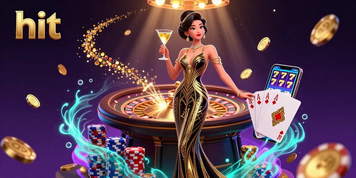 Winning at hit casino games with virtual roulette and sparkling treasures in a glamorous setting.