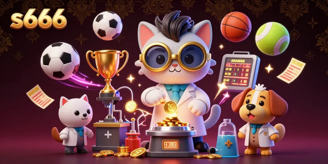 Generate excitement with s666's vibrant 3D gambling scene featuring lively characters and dynamic game elements.