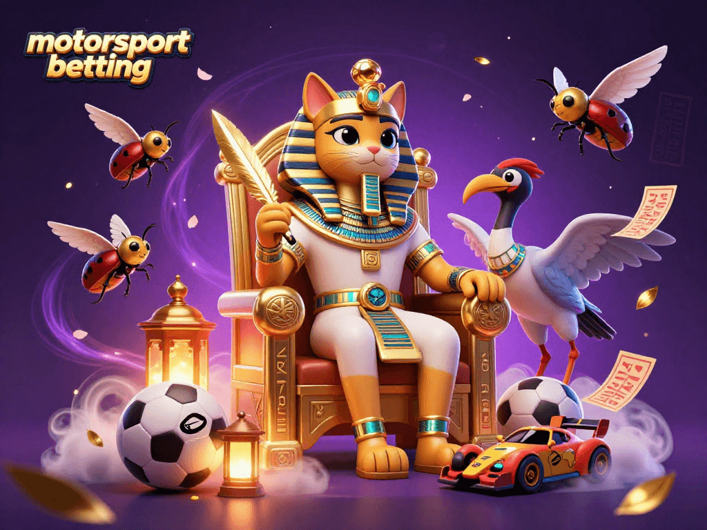 Engage in motorsport betting excitement with an action-packed illustration featuring vibrant sports elements.