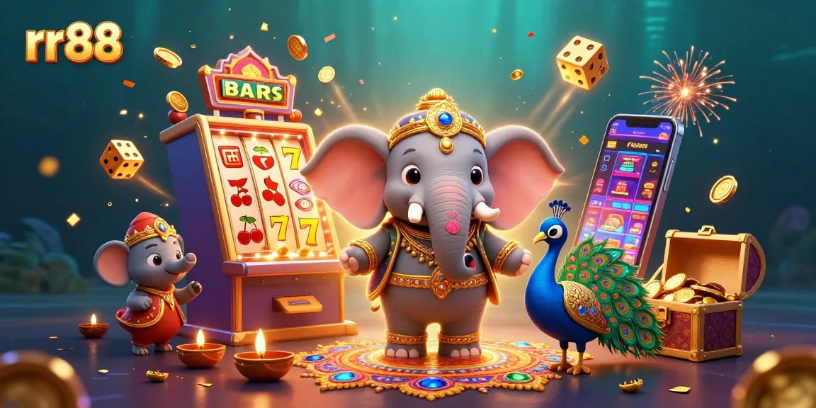 Experience the thrill of rr88 gaming with vibrant characters, games, and casino elements.
