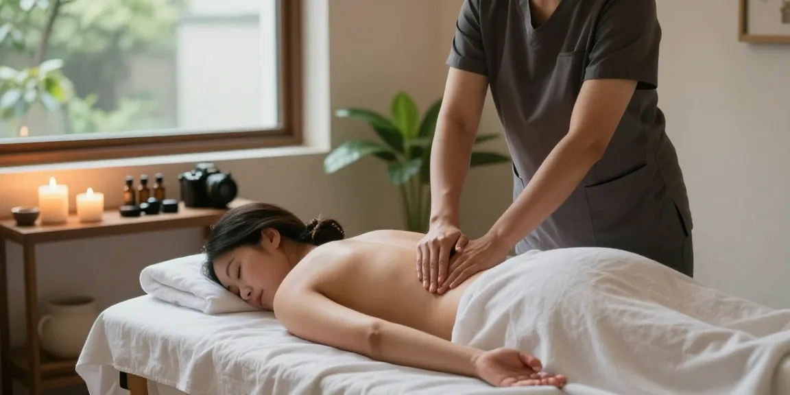 Relaxing massage therapy session with professional hands nurturing the client, focusing on 오산출장안마 for a rejuvenating experience