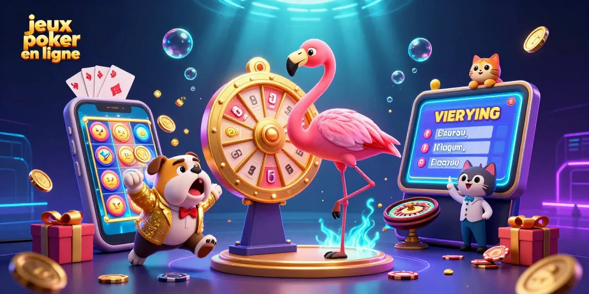 Jouez à des jeux poker en ligne captivants dans une illustration animée riche de détails.