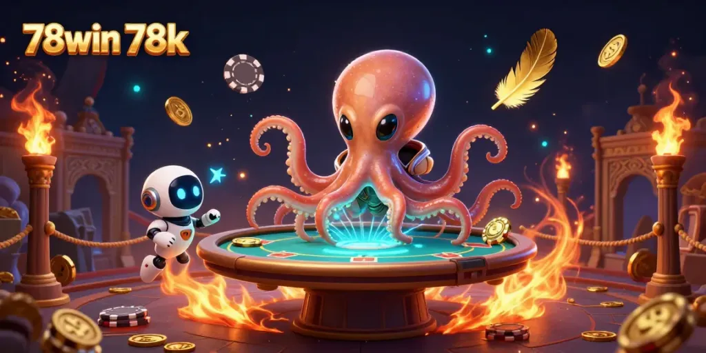 Experience thrilling gameplay with the vibrant 78win 78k casino universe featuring alien characters at a holographic poker table.