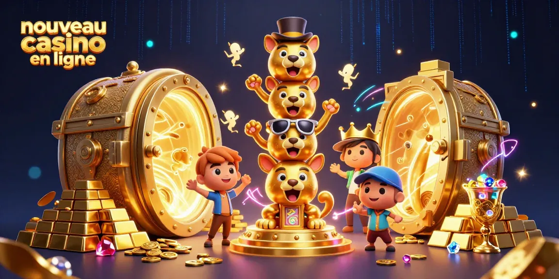Nouveau casino en ligne : Une scène dynamique avec un totem en or et des trésors étincelants.