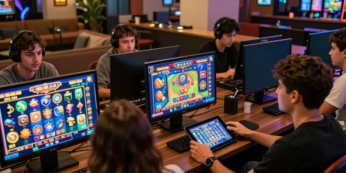 Players enjoying exciting slot games on various devices in a vibrant online gaming environment.