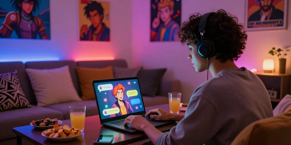 User engaging in lively ai chat nsfw interactions with dynamic character AI in a cozy digital environment.