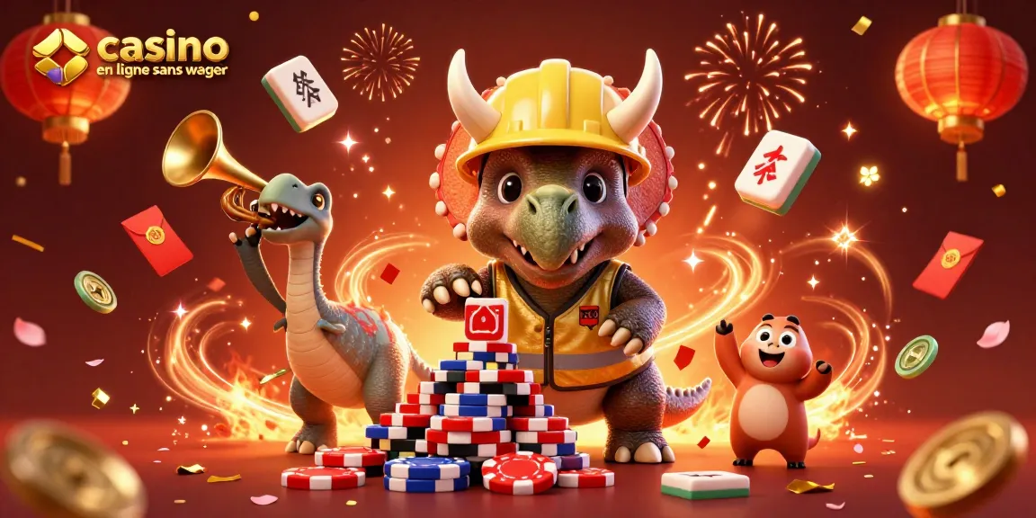 Jouez gratuitement avec des bonus casino en ligne sans wager et célébrez vos gains entouré de symboles de chance et de festivités.