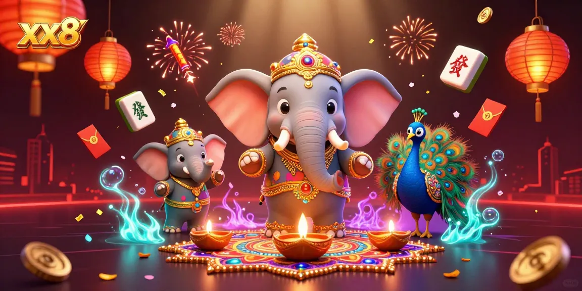 Experience the excitement of xx8 casino with colorful characters and vibrant game elements in a dynamic 3D illustration.