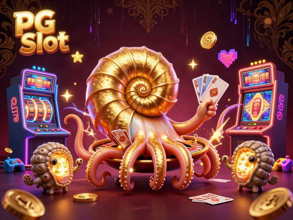Experience thrilling PG Slot action with cartoon nautilus and glowing treasures in a vibrant casino setting.