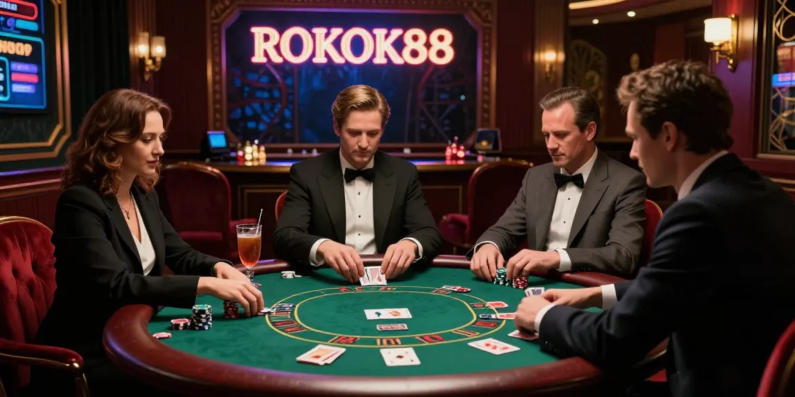 Immersive rokok88 online casino experience with mafia-themed decor and poker gaming.