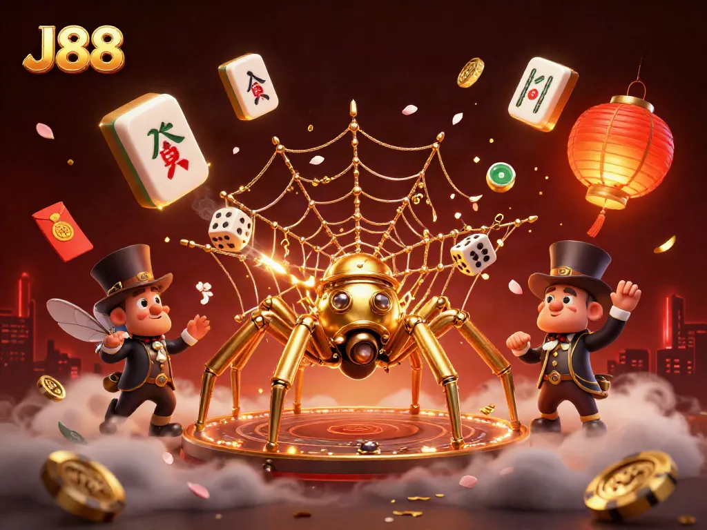 Spin to win with J88's vibrant steampunk casino scene, showcasing luck and excitement!