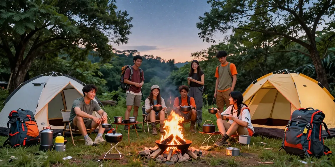 Camping essentials from https://www.anniescollections.com showcased during a group adventure in nature.