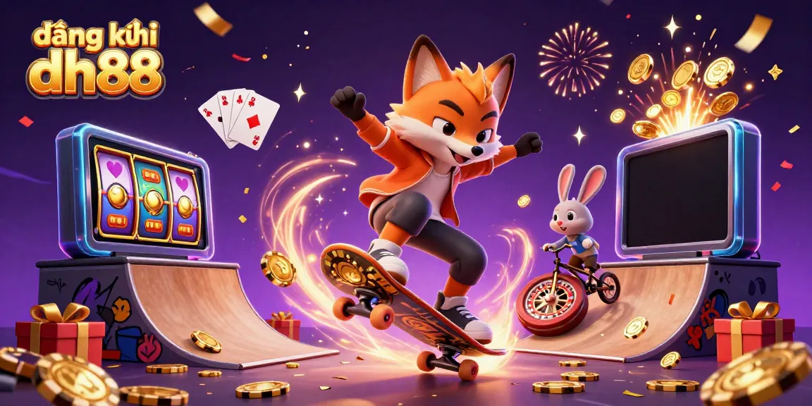 Join the fun with đăng ký dh88, featuring a playful fox and bunny in a vibrant casino scene.