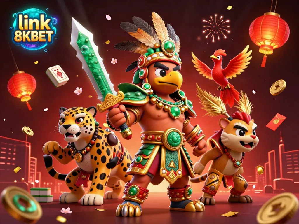 Engage with exciting gaming experiences featuring link 8KBET in a vibrant 3D casino scene.