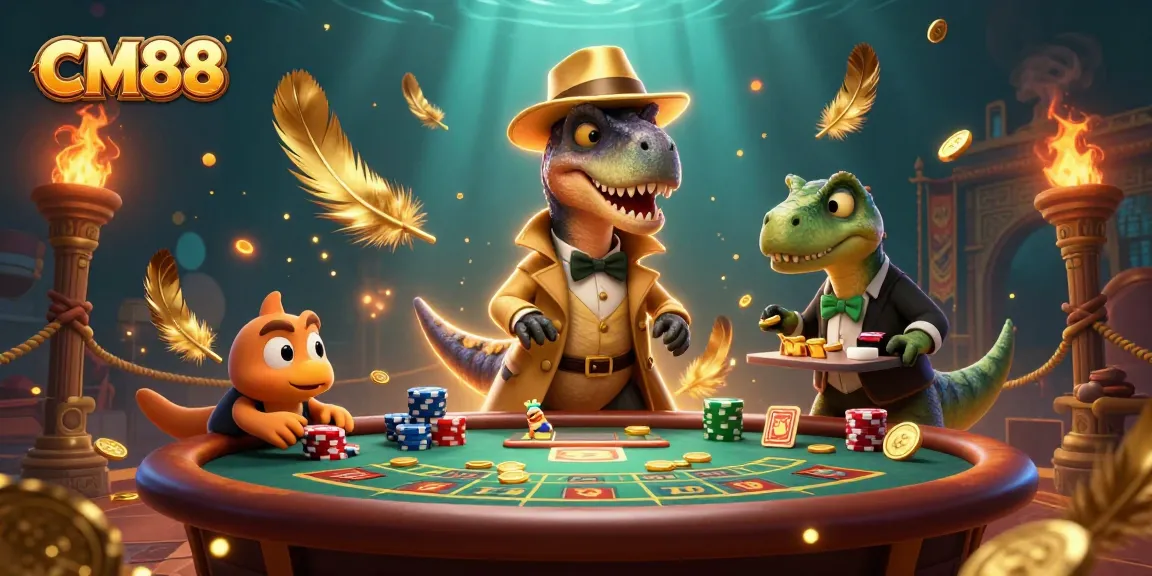 Experience thrilling CM88 excitement with a velociraptor card counter at a vibrant blackjack table