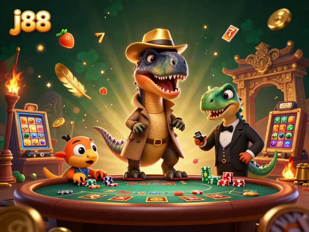 Experience thrilling blackjack action with j88 where animated characters and slot elements collide.