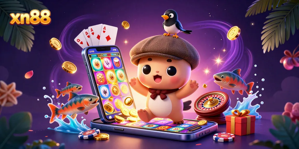 Engage in thrilling gameplay with xn88 as cute baby Nessie and friends enjoy an interactive casino scene filled with excitement and winning fun.