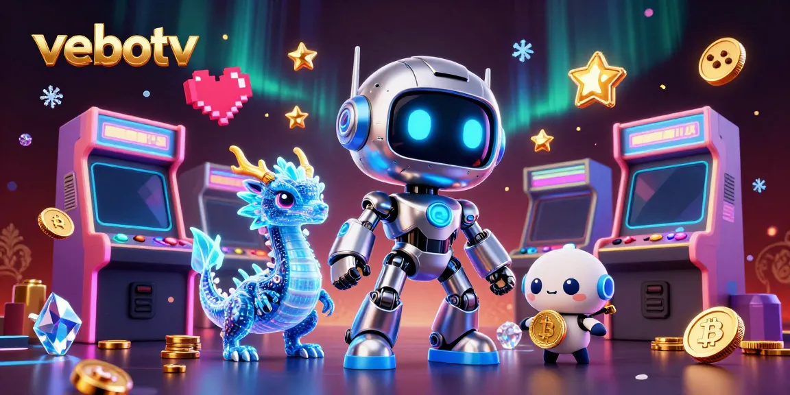 Vebotv's animated sports betting scene showcasing a futuristic mascot robot and dynamic game elements.