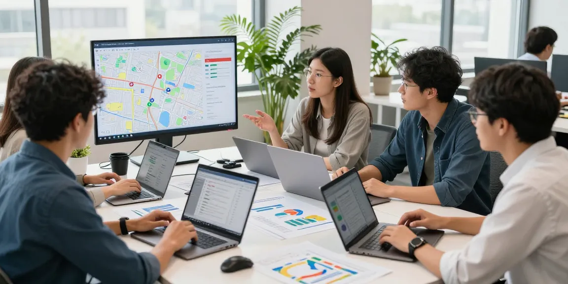 Collaboration on Google Maps SEO services in a modern office setting.