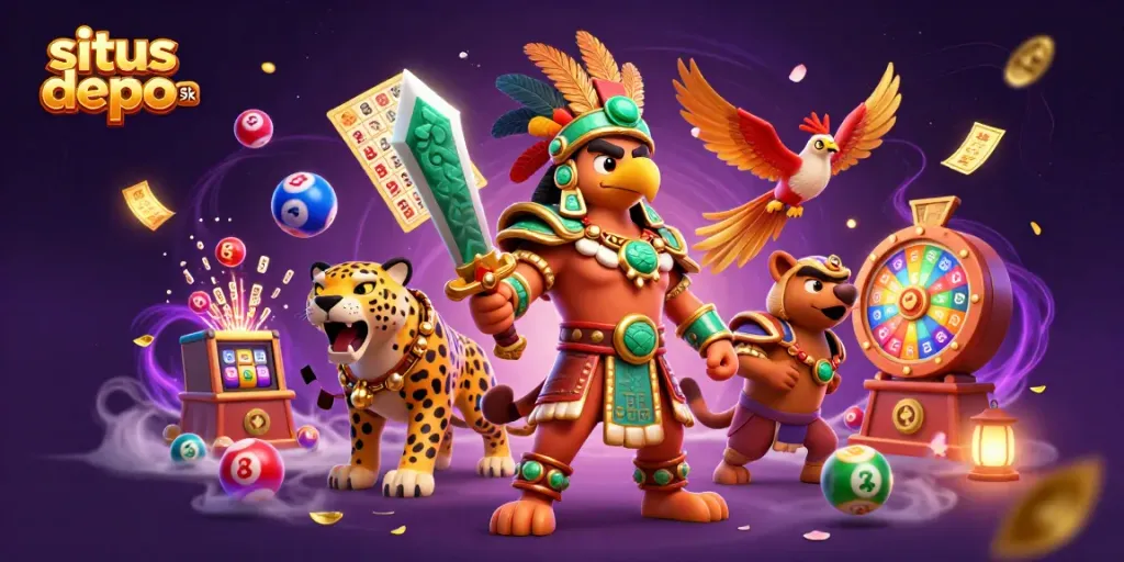 Experience thrilling wins at situs depo 5k with vibrant slot reels, dynamic lottery balls, and engaging casino elements.