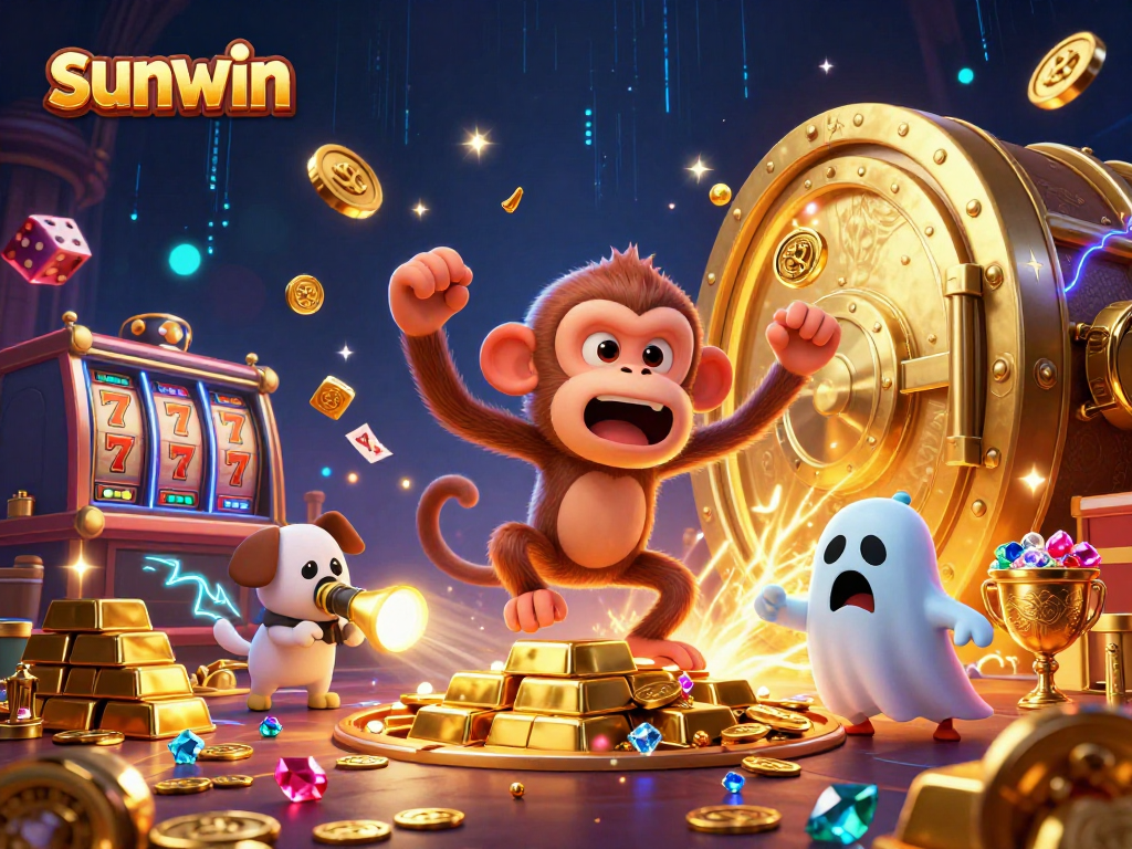 Experience thrilling gameplay with sunwin as a mischievous monkey juggles casino treasures.