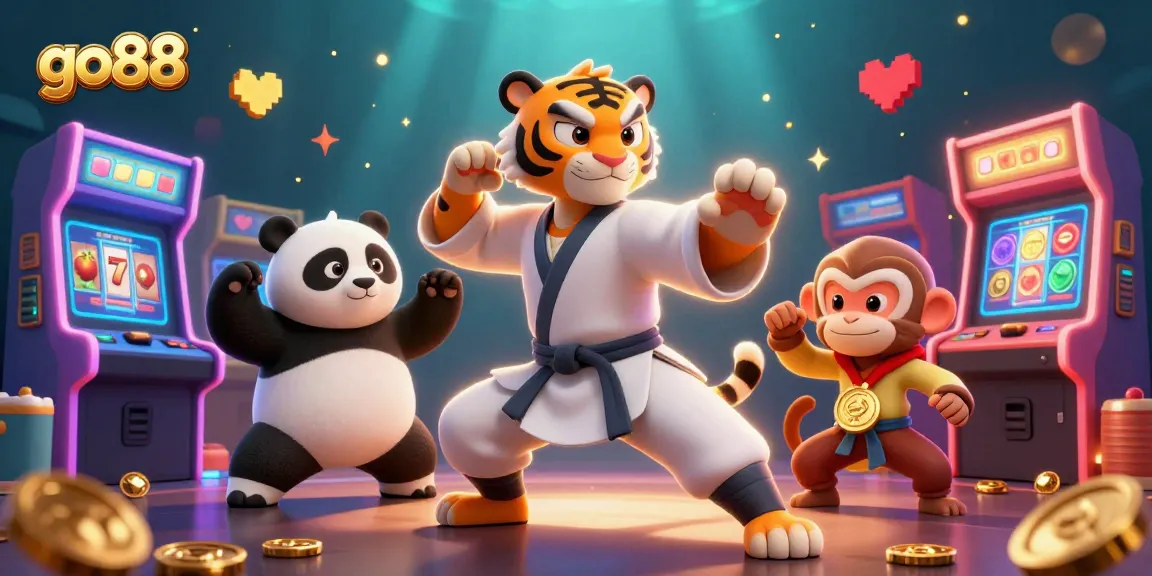 Engage with go88's exciting slots through a vibrant casino-themed digital illustration.