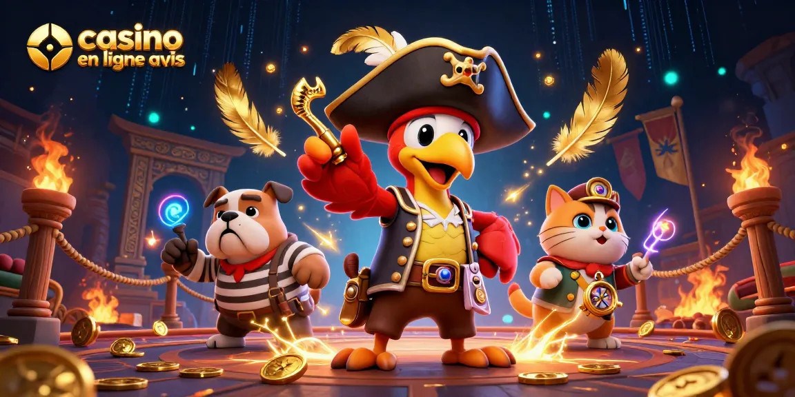 Casino en ligne avis : plongez dans l'univers dynamique du jeu avec un perroquet pirate et ses compagnons.