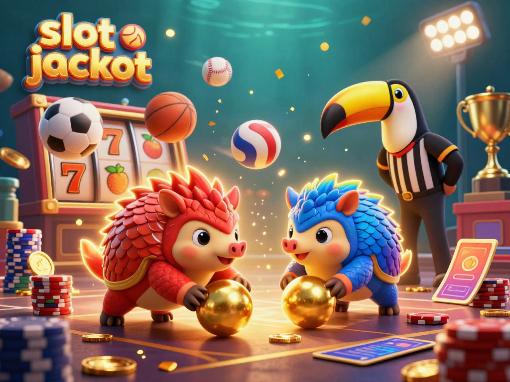 Experience the thrill of slot jackpot with colorful pangolins and dynamic casino elements.