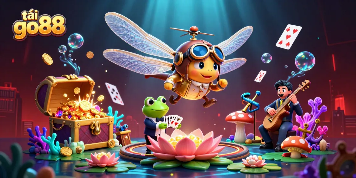 Engage with classic casino games in a vibrant, colorful scene featuring tải go88.