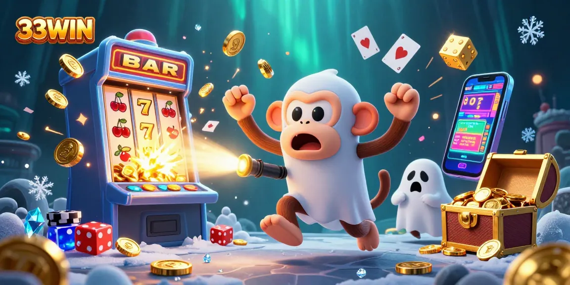 Experience the excitement of 33WIN while juggling casino treasures in a haunted setting.