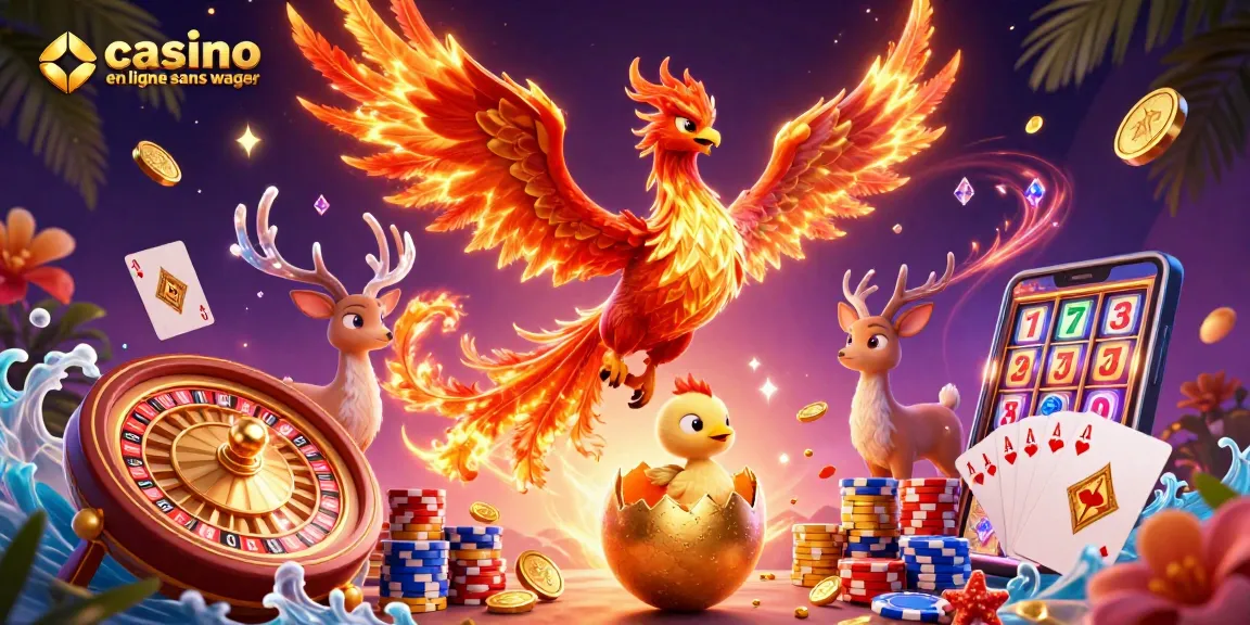 Profitez du casino en ligne sans wager avec une illustration dynamique de jeux de casino