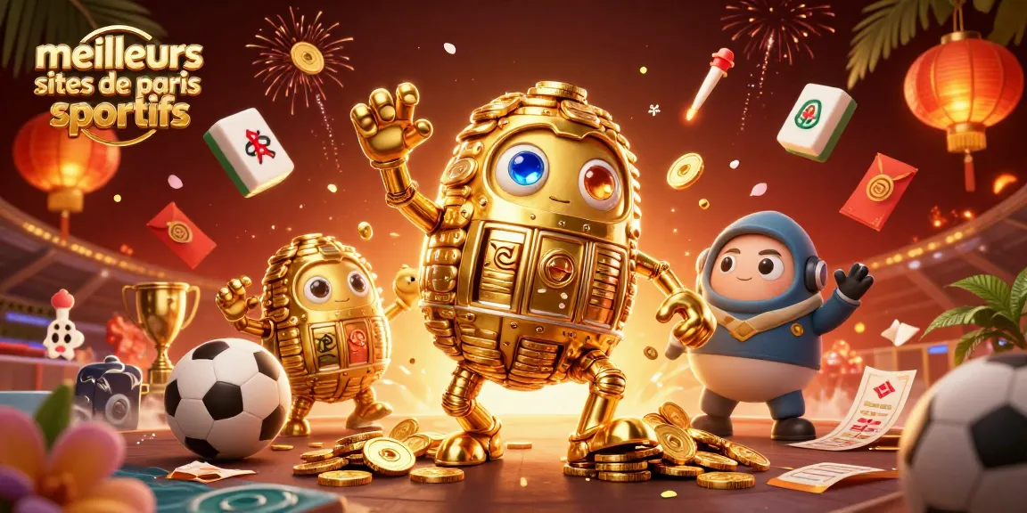 Visualisation captivante des meilleurs sites de paris sportifs avec un golem d'or entouré d'éléments sportifs.
