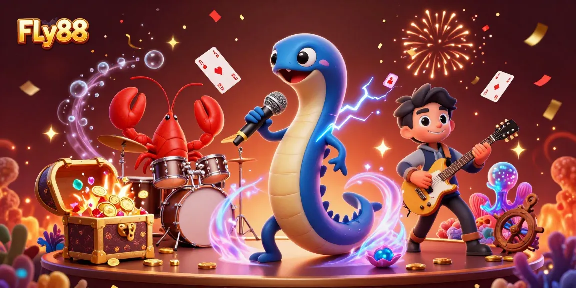 Celebrate with FLy88 in an underwater casino with vibrant characters and dynamic gaming elements.