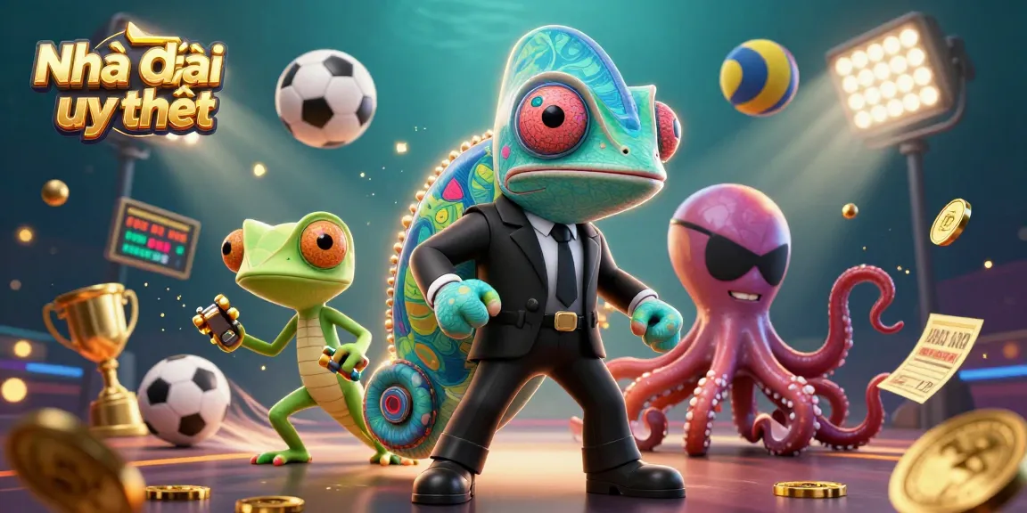 Experience the thrill of betting with Nhà cái uy tín, featuring dynamic sports elements and vibrant casino graphics.