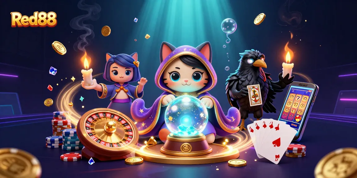 Engage with Red88's thrilling adventure of fortune told by mystical beings and dazzling casino elements.