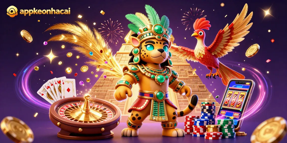 Experience thrilling gameplay with appkeonhacai, showcasing a vibrant 3D casino scene filled with dynamic characters.